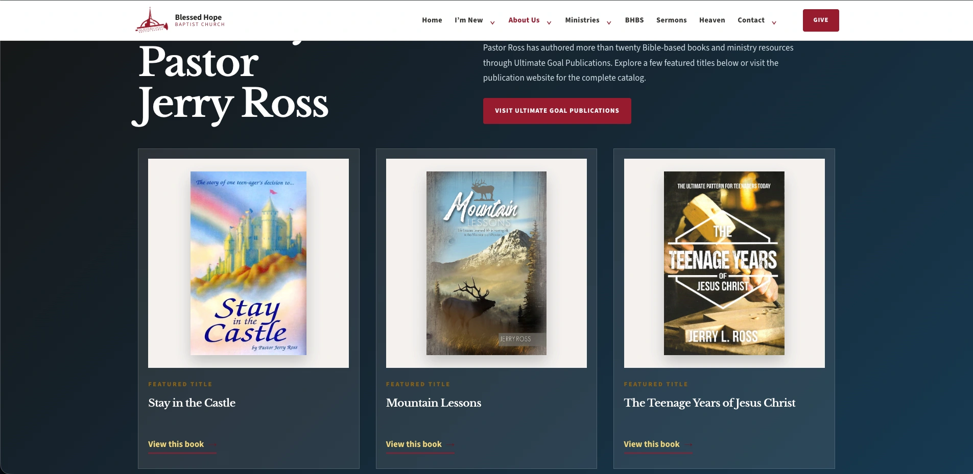 New Pastor Jerry Ross books page in development